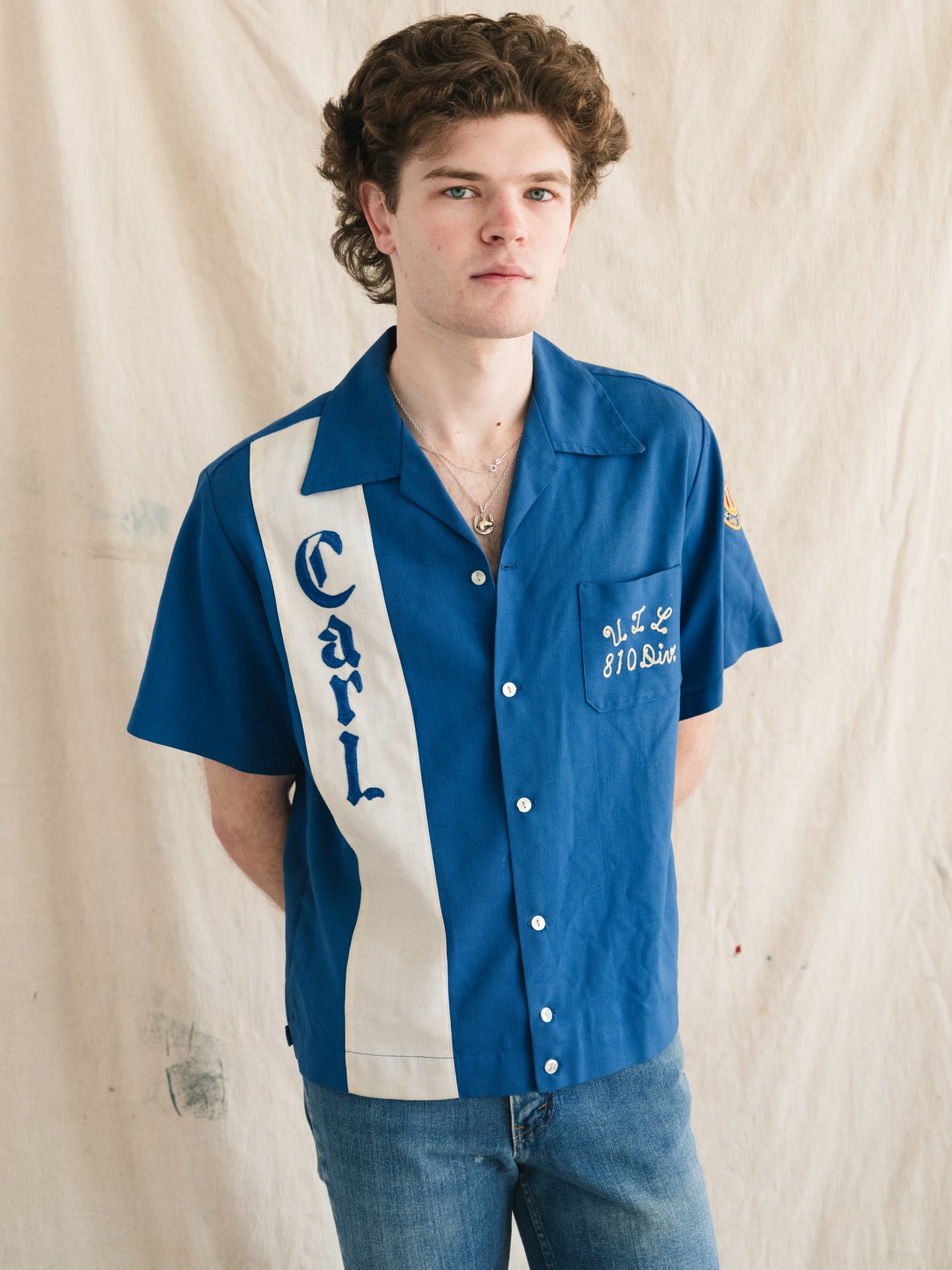 1960s/70s Carl Chain Stitch Bowling Shirt Large