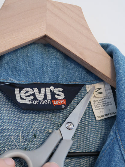 1970s Levis For Men Poly Cotton Jacket with Patches Size M