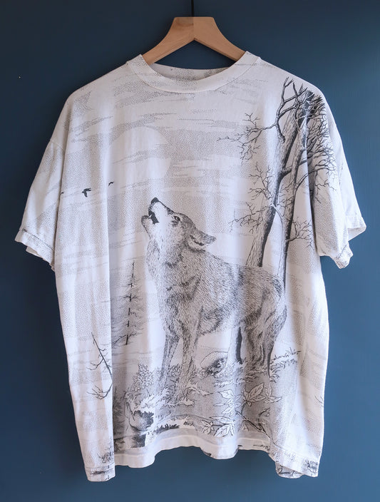 1990's AOP Wolf Tee Size L