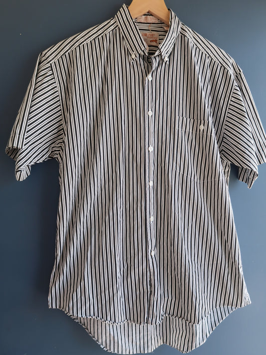 1980's The Fox Collection Striped Button Up Shirt Size L