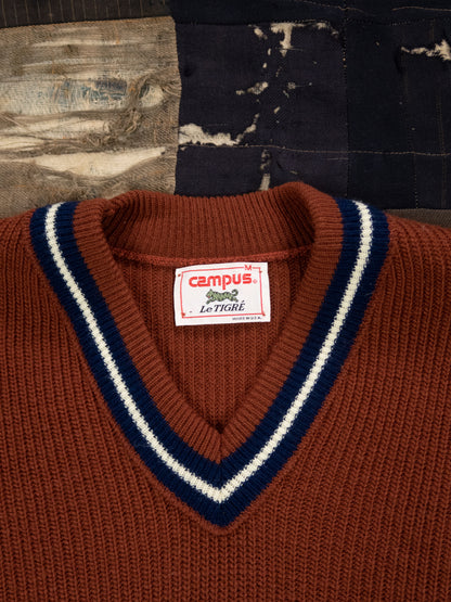 1980s Campus Le Tigre Brown V Neck Sweater Size M/L