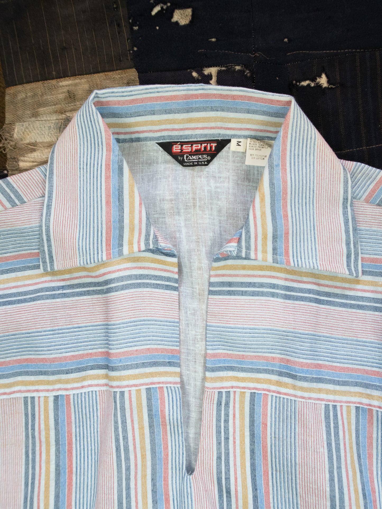 1970s Brent Striped Tunic Shirt Size M/L