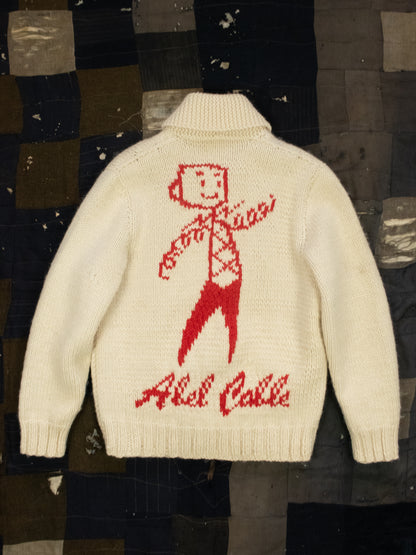 1960s Abel Cable Cowichan Knit Sweater Jacket Size M