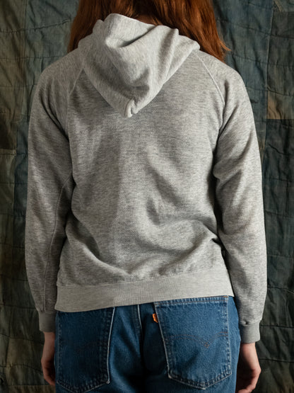1970s Blank Heather Grey Hooded Sweatshirt Size M